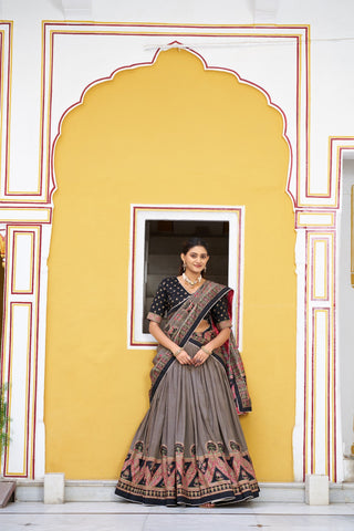 Silk Printed Lehenga with Iconic Sparkle ClothsVilla