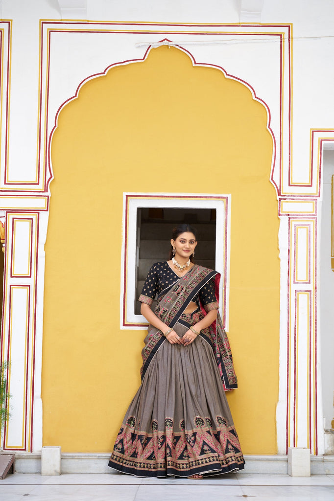 Silk Printed Lehenga with Iconic Sparkle ClothsVilla