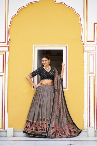 Silk Printed Lehenga with Iconic Sparkle ClothsVilla