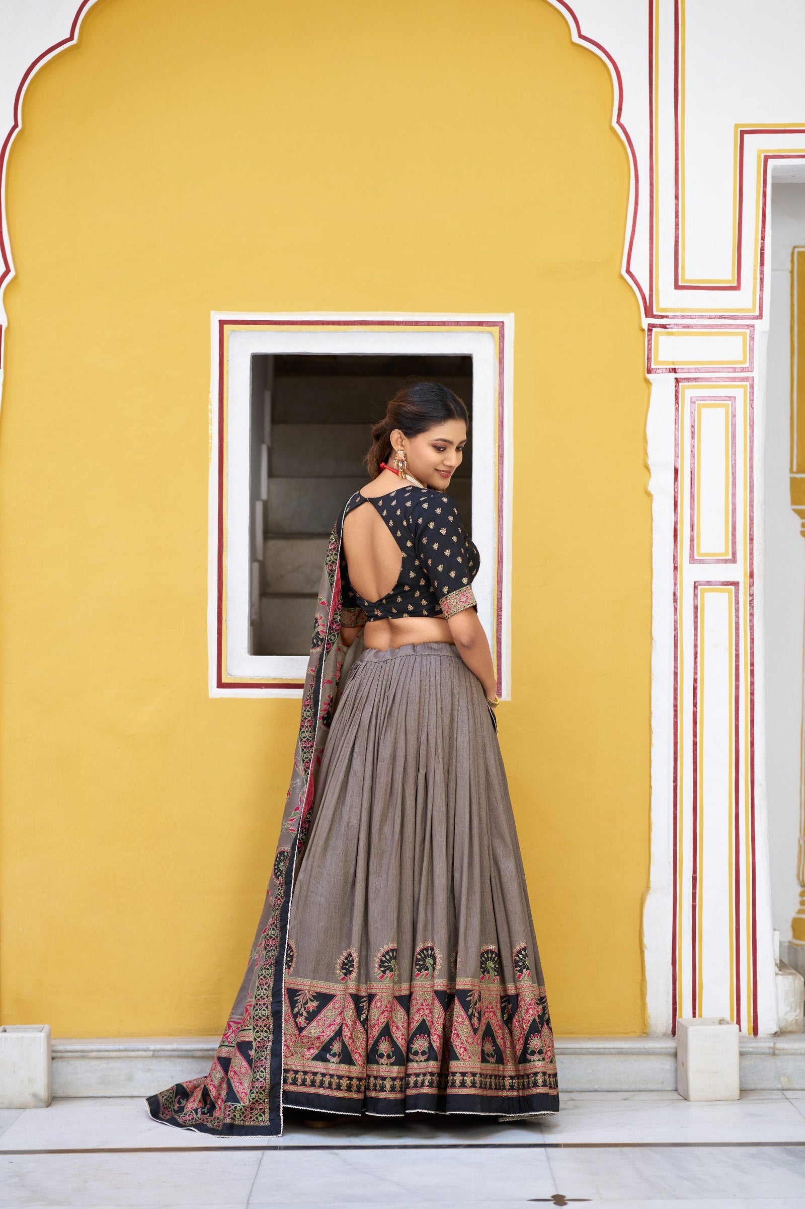 Silk Printed Lehenga with Iconic Sparkle ClothsVilla
