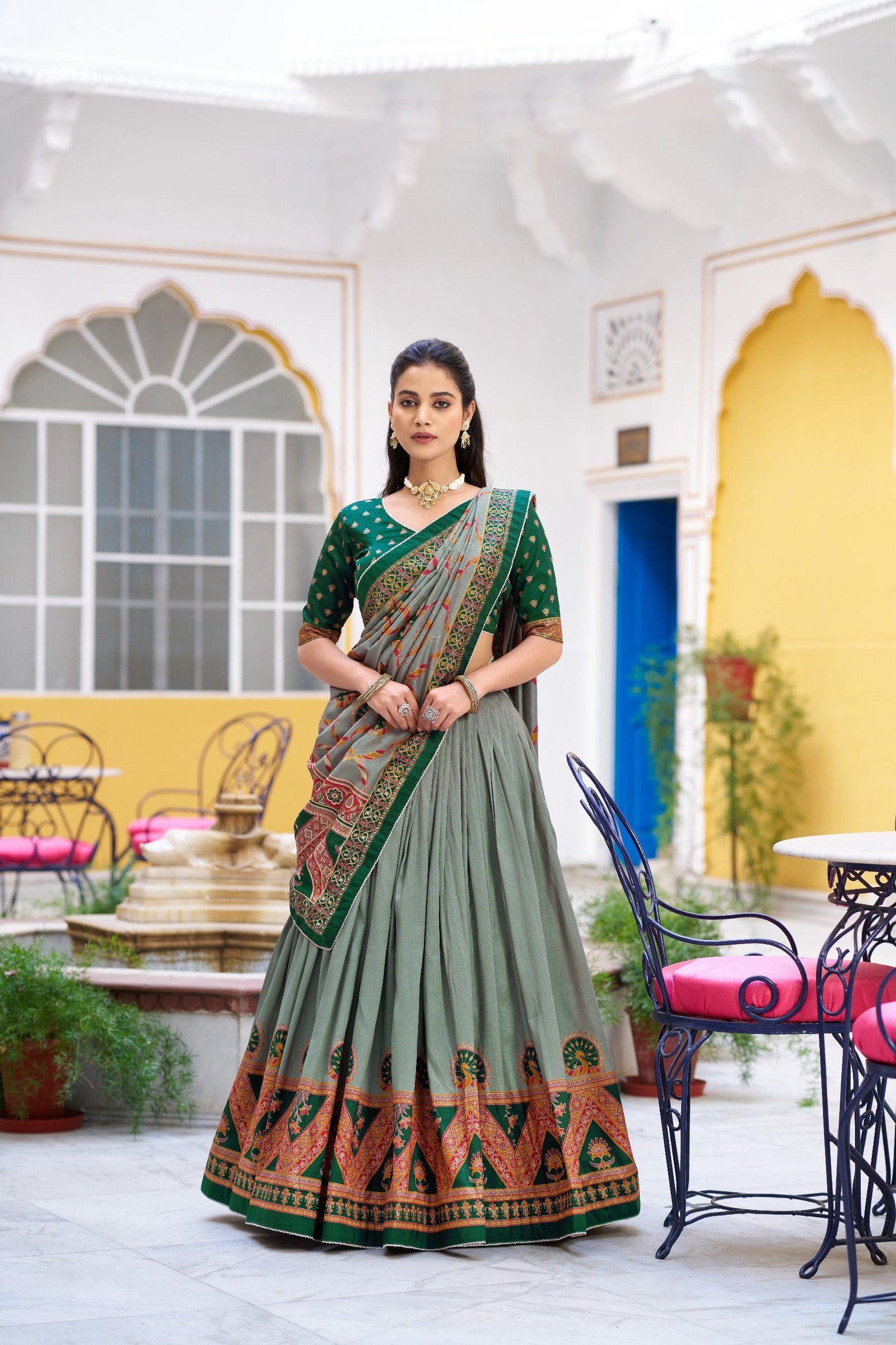Silk Printed Lehenga with Iconic Sparkle ClothsVilla