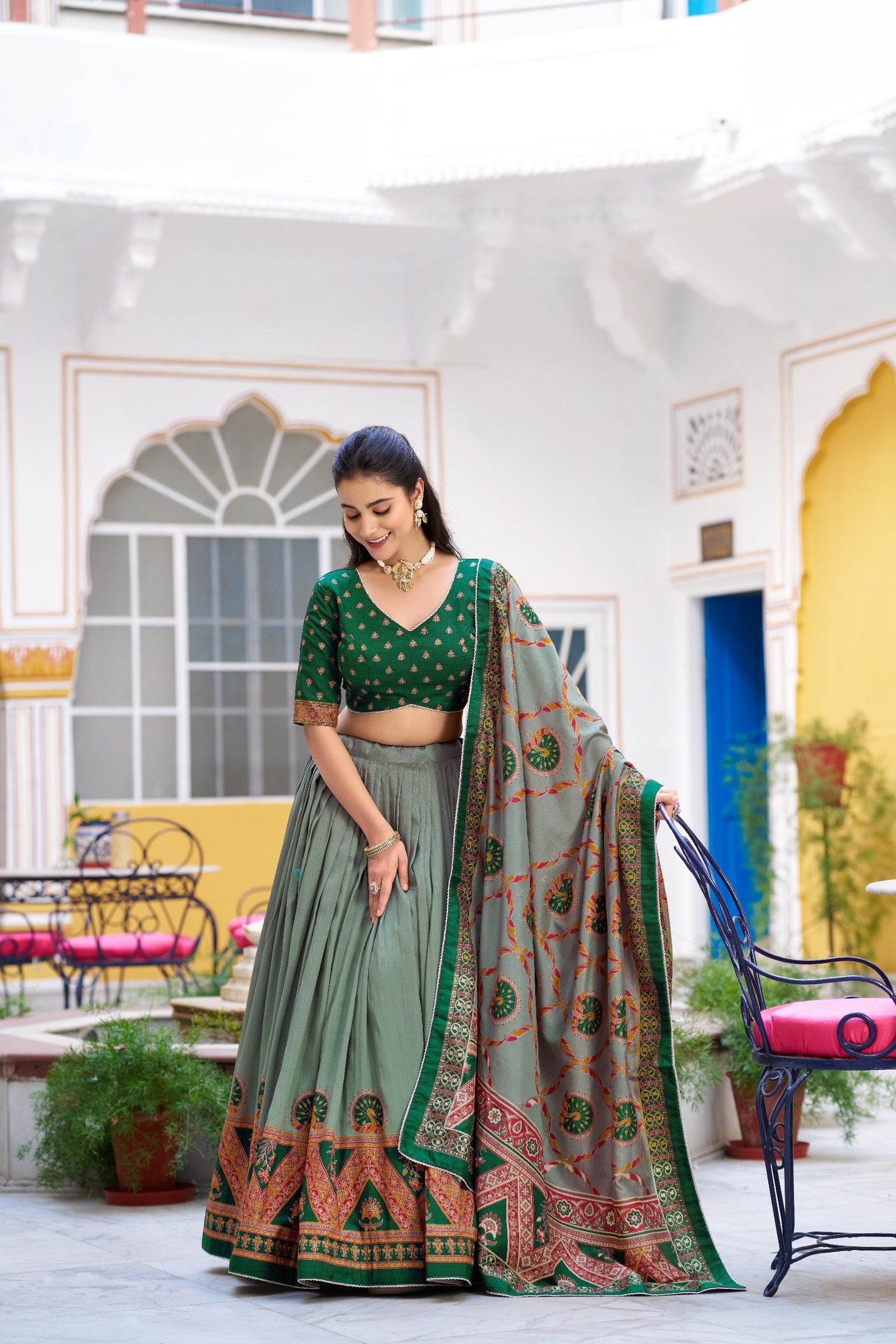 Silk Printed Lehenga with Iconic Sparkle ClothsVilla