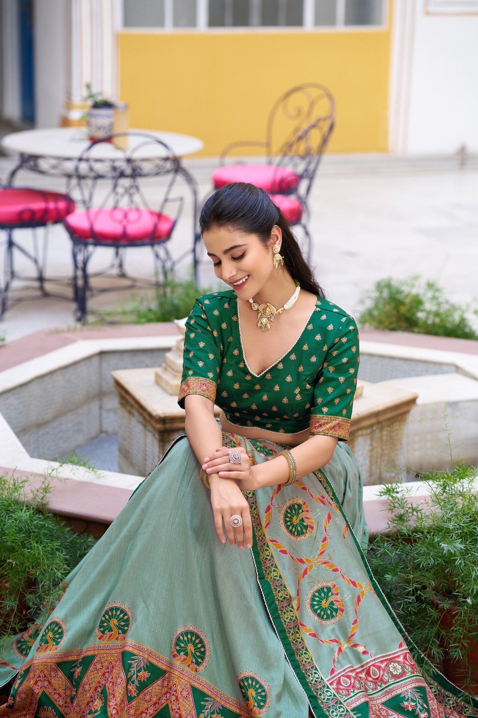 Silk Printed Lehenga with Iconic Sparkle ClothsVilla