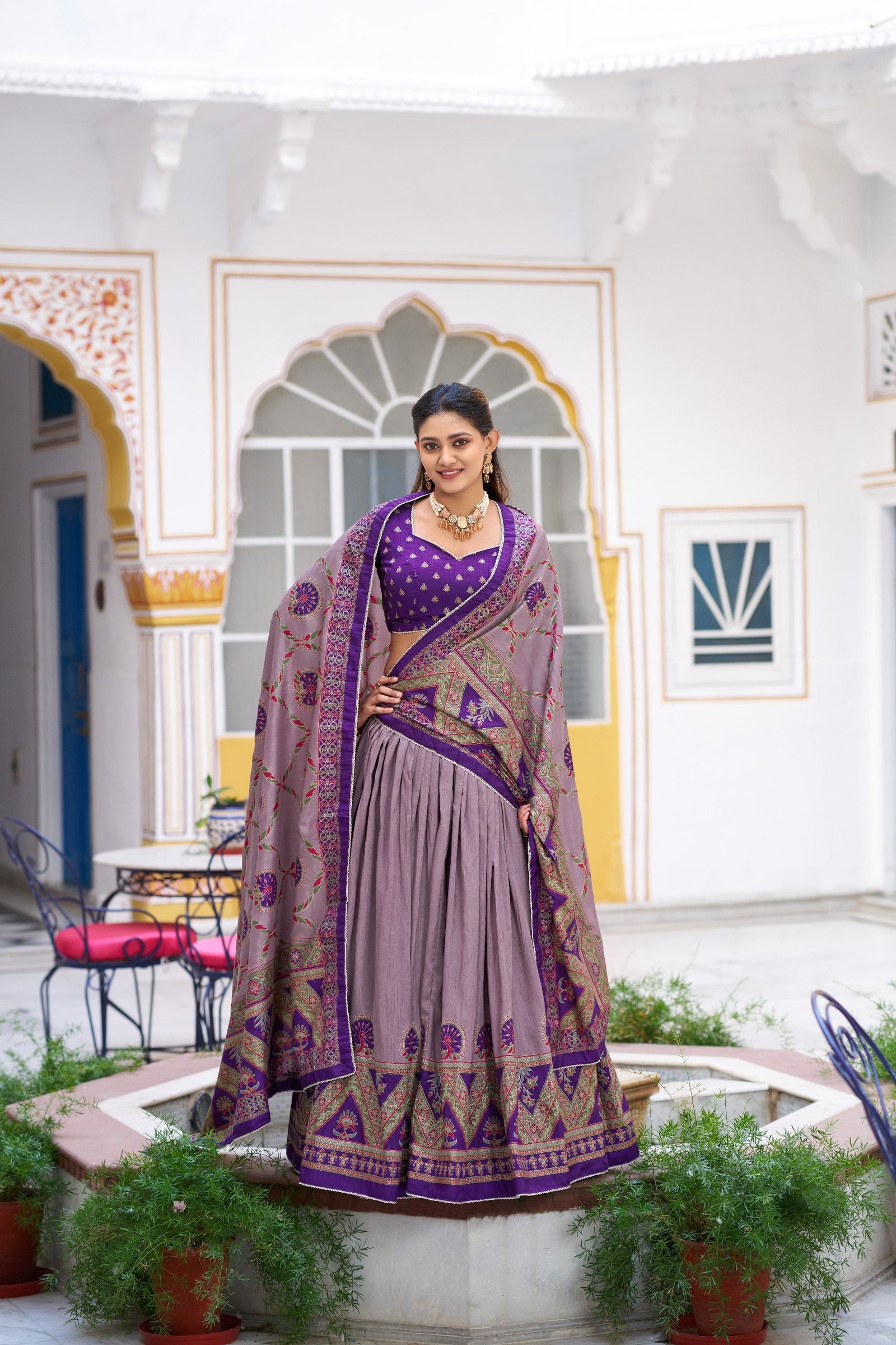 Silk Printed Lehenga with Iconic Sparkle ClothsVilla