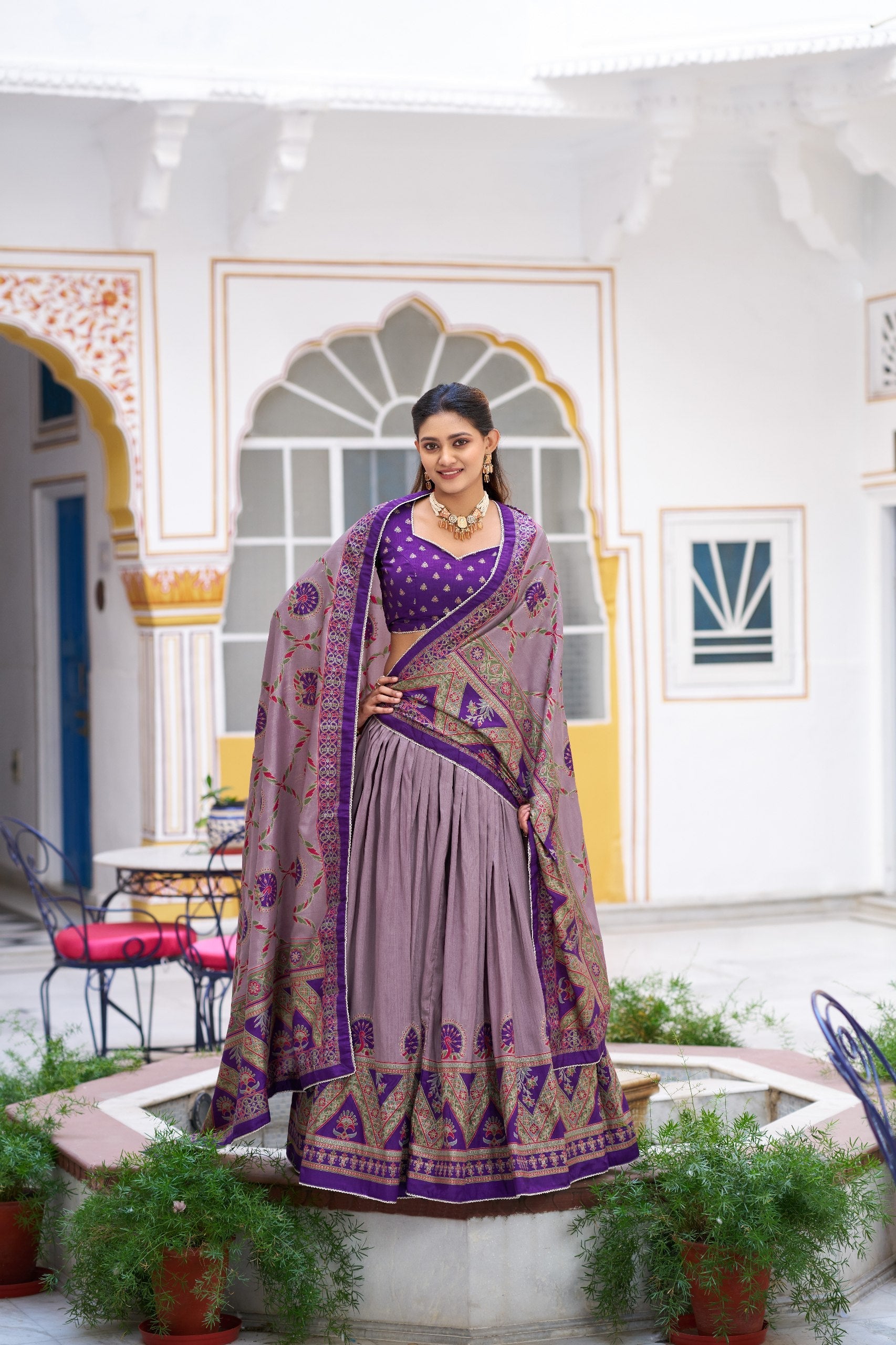 Silk Printed Lehenga with Iconic Sparkle ClothsVilla