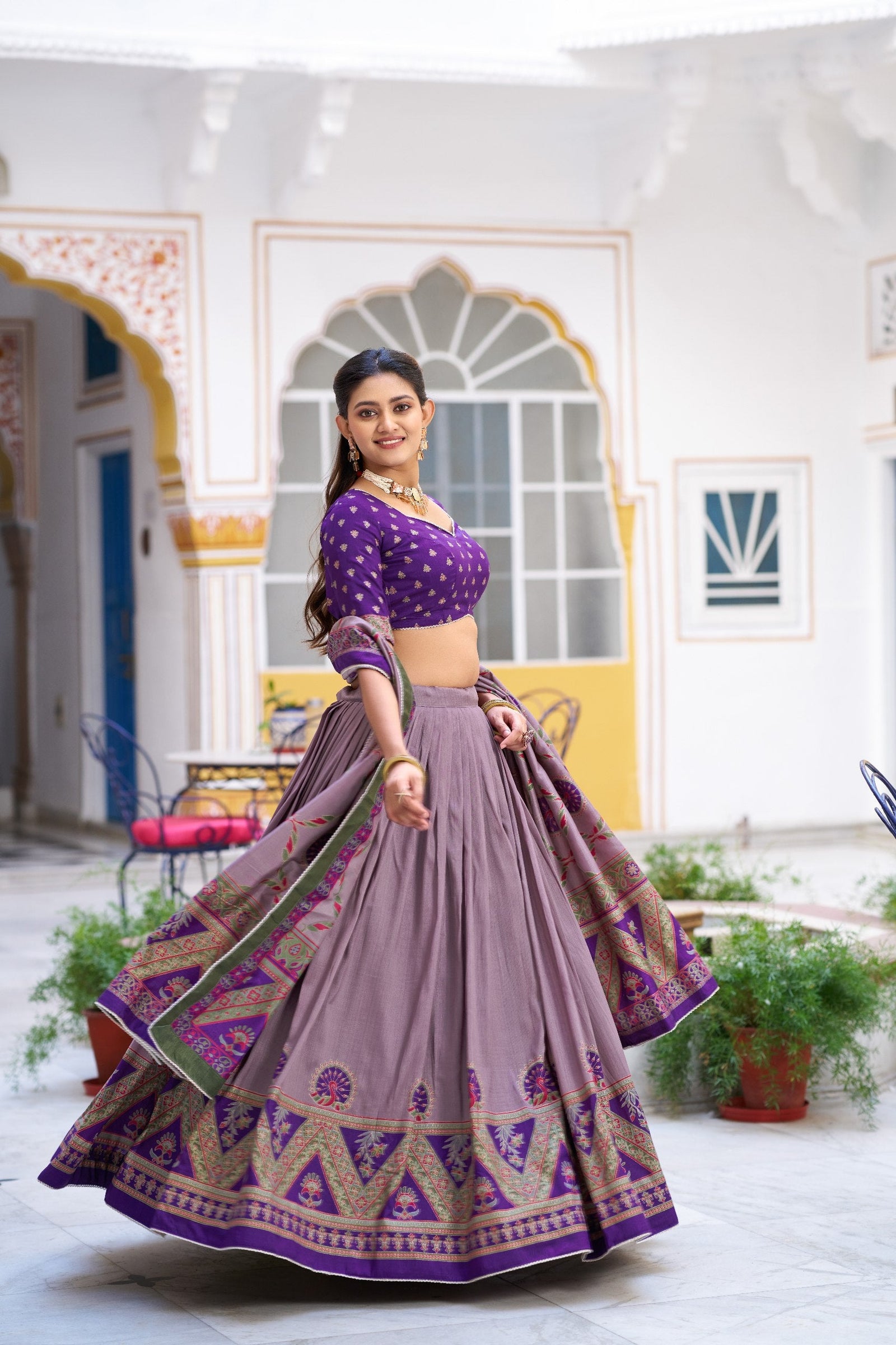 Silk Printed Lehenga with Iconic Sparkle ClothsVilla