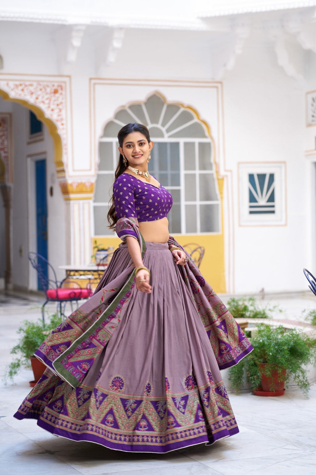 Silk Printed Lehenga with Iconic Sparkle ClothsVilla