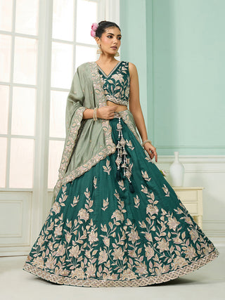 Silk Sequins Embroidered Semi-Stitched Lehenga & Unstitched Blouse With Dupatta Clothsvilla