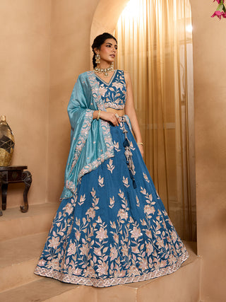 Silk Sequins Embroidered Semi-Stitched Lehenga & Unstitched Blouse With Dupatta Clothsvilla