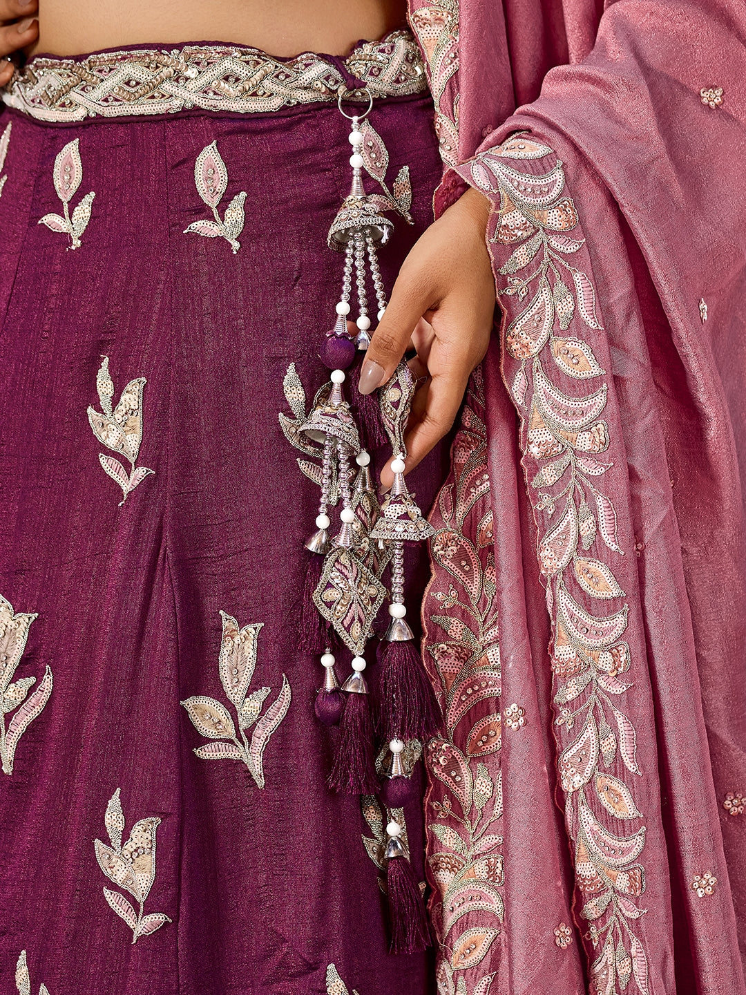 Silk Sequins Embroidered Semi-Stitched Lehenga & Unstitched Blouse With Dupatta Clothsvilla