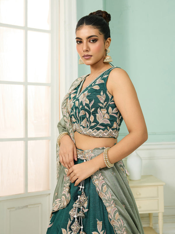 Silk Sequins Embroidered Semi-Stitched Lehenga & Unstitched Blouse With Dupatta Clothsvilla
