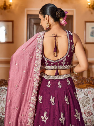 Silk Sequins Embroidered Semi-Stitched Lehenga & Unstitched Blouse With Dupatta Clothsvilla