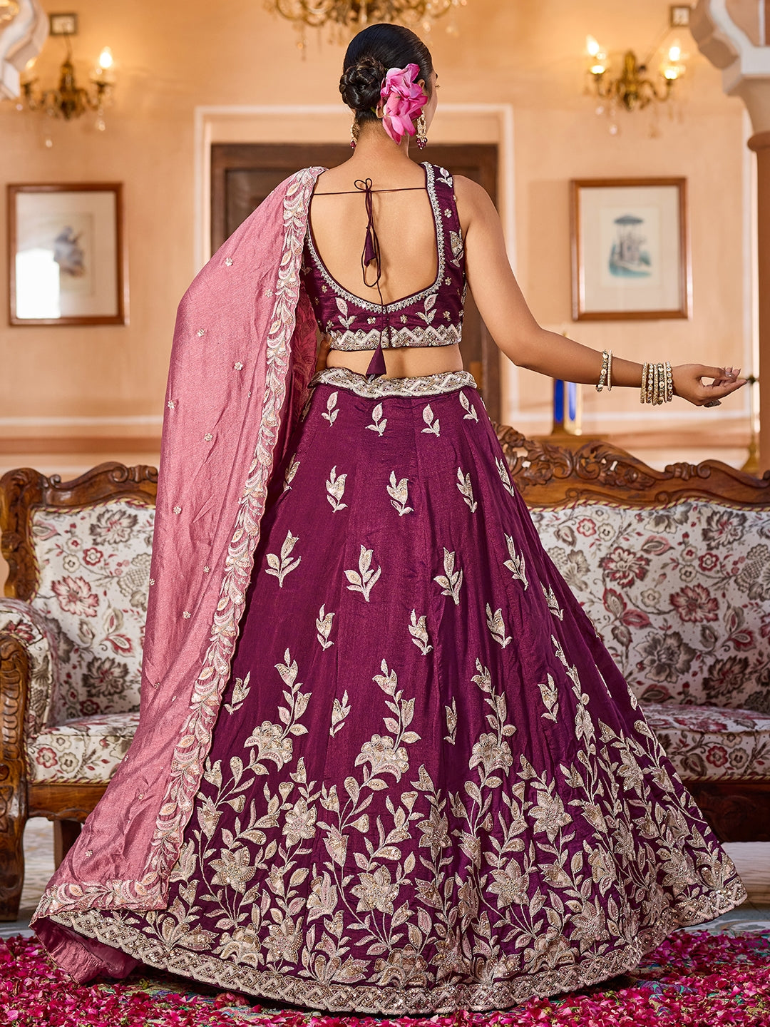 Silk Sequins Embroidered Semi-Stitched Lehenga & Unstitched Blouse With Dupatta Clothsvilla