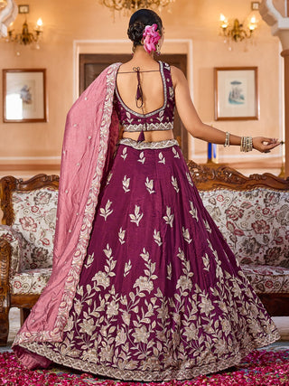 Silk Sequins Embroidered Semi-Stitched Lehenga & Unstitched Blouse With Dupatta Clothsvilla