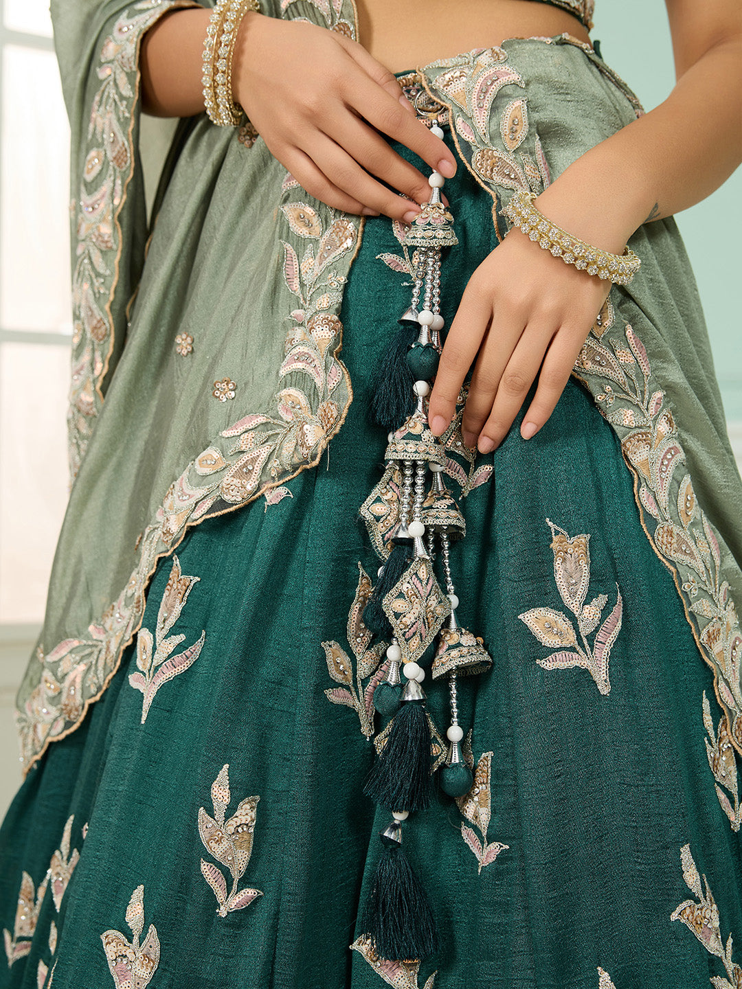 Silk Sequins Embroidered Semi-Stitched Lehenga & Unstitched Blouse With Dupatta Clothsvilla