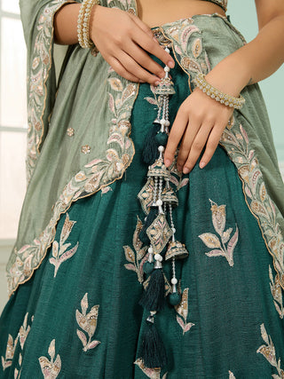 Silk Sequins Embroidered Semi-Stitched Lehenga & Unstitched Blouse With Dupatta Clothsvilla