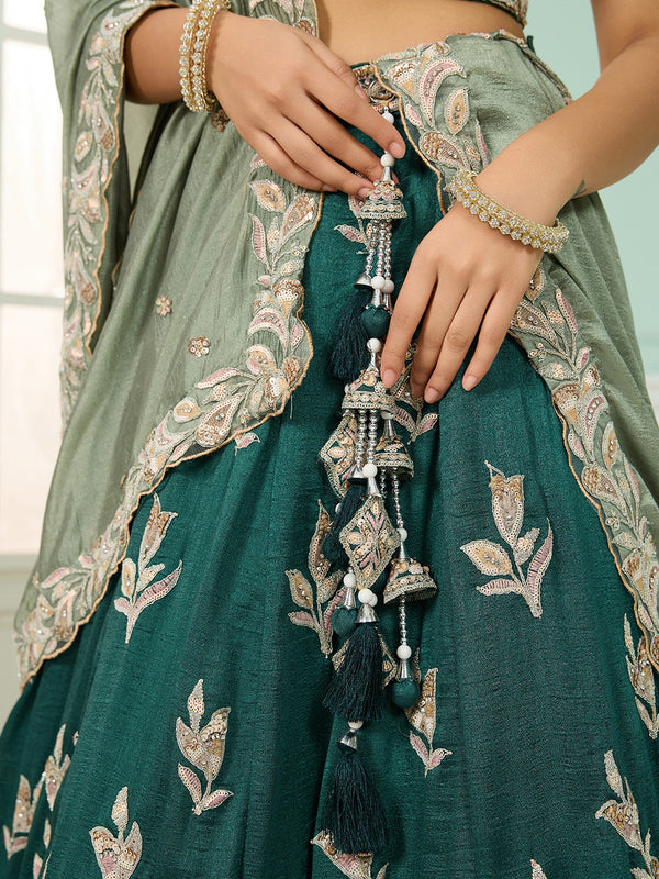 Silk Sequins Embroidered Semi-Stitched Lehenga & Unstitched Blouse With Dupatta Clothsvilla