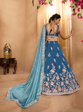 Silk Sequins Embroidered Semi-Stitched Lehenga & Unstitched Blouse With Dupatta Clothsvilla