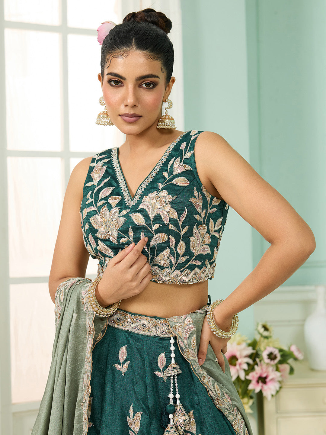 Silk Sequins Embroidered Semi-Stitched Lehenga & Unstitched Blouse With Dupatta Clothsvilla