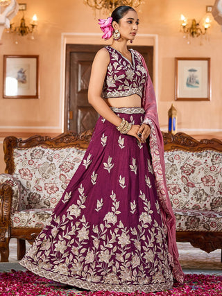 Silk Sequins Embroidered Semi-Stitched Lehenga & Unstitched Blouse With Dupatta Clothsvilla