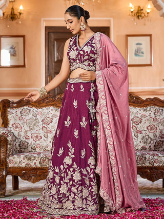 Silk Sequins Embroidered Semi-Stitched Lehenga & Unstitched Blouse With Dupatta Clothsvilla