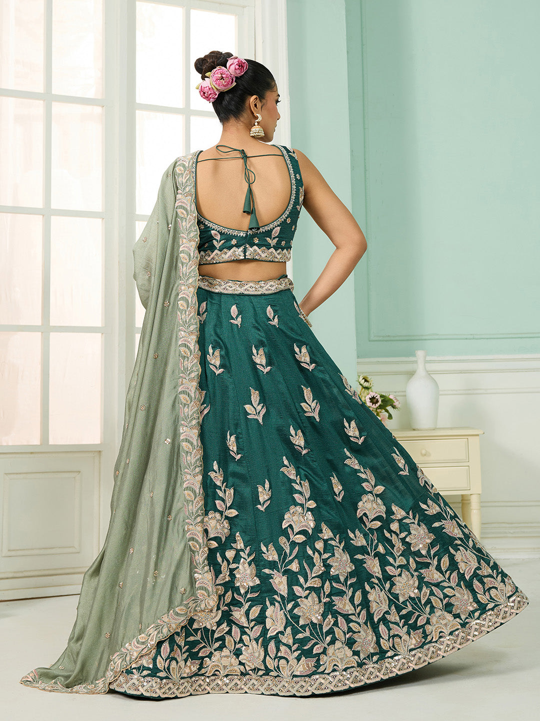 Silk Sequins Embroidered Semi-Stitched Lehenga & Unstitched Blouse With Dupatta Clothsvilla