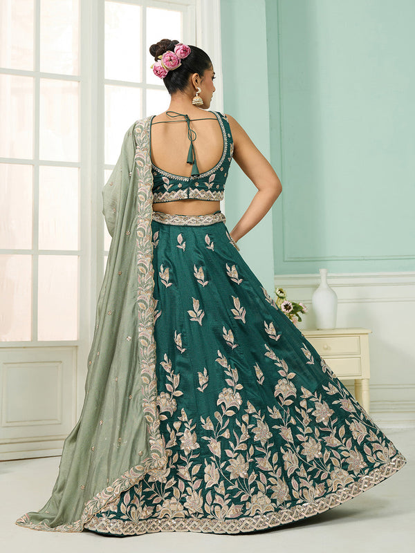 Silk Sequins Embroidered Semi-Stitched Lehenga & Unstitched Blouse With Dupatta Clothsvilla