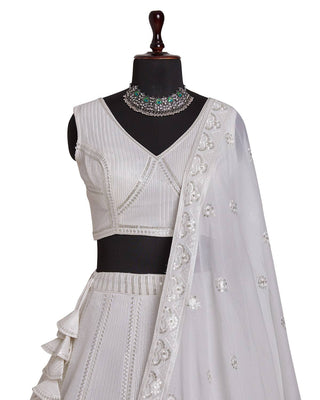 Silver Gray Georgette Sequins Lehenga ClothsVilla