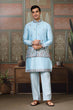 Load image into Gallery viewer, Sky Blue Embroidered Silk Koti Kurta Set for Mens Clothsvilla