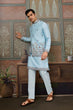 Load image into Gallery viewer, Sky Blue Embroidered Silk Koti Kurta Set for Mens Clothsvilla
