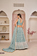 Load image into Gallery viewer, Sky Blue Butterfly Net Lehenga with White Cotton Thread, Zari, and Sandwich Sequence Embroidery ClothsVilla