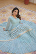 Load image into Gallery viewer, Sky Blue Captivating Unique Colored Faux Georgette Embroidered Gown with Sequined Dupatta ClothsVilla