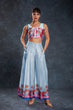 Load image into Gallery viewer, Sky Blue Chic Printed Satin Co-Ord Set Top &amp; Pant ClothsVilla