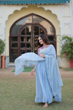 Load image into Gallery viewer, Sky Blue Color Elegance Premium Designer Readymade Gown with Dupatta ClothsVilla