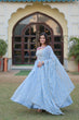 Load image into Gallery viewer, Sky Blue Color Elegance Premium Designer Readymade Gown with Dupatta ClothsVilla