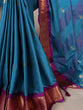 Load image into Gallery viewer, Sky Blue Cotton Silk Saree with Paithani Weaving Work &amp; Matching Blouse ClothsVilla
