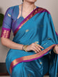Load image into Gallery viewer, Sky Blue Cotton Silk Saree with Paithani Weaving Work &amp; Matching Blouse ClothsVilla