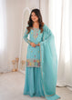 Load image into Gallery viewer, Sky Blue Crunchy Silk Sharara suit ClothsVilla
