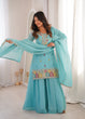 Load image into Gallery viewer, Sky Blue Crunchy Silk Sharara suit ClothsVilla