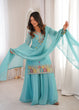 Load image into Gallery viewer, Sky Blue Crunchy Silk Sharara suit ClothsVilla
