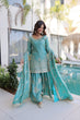 Load image into Gallery viewer, Sky Blue Crush Embroidered Kurti Sharara Set ClothsVilla
