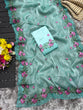 Load image into Gallery viewer, Sky Blue Crush Silk Saree with Intricate Floral Embroidery &amp; Matching Blouse ClothsVilla