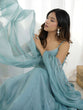 Load image into Gallery viewer, Sky Blue Designer Crunch Silk Hotfix Suit Set with Dupatta | Ready To Wear ClothsVilla