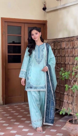 Sky Blue Designer Farshi Palazzo Suit ClothsVilla