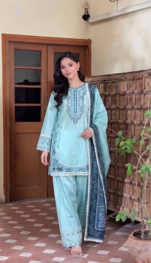 Sky Blue Designer Farshi Palazzo Suit ClothsVilla