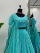 Load image into Gallery viewer, Sky Blue Designer Faux Georgette Semi-Stitched Lehenga Set with 9mm Sequin Embroidery &amp; Cutwork Dupatta Clothsvilla