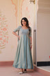 Load image into Gallery viewer, Sky Blue Designer Fendy Embroidered Gown with Bead Detailing Kali Pattern Stitch ClothsVilla