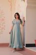 Load image into Gallery viewer, Sky Blue Designer Fendy Embroidered Gown with Bead Detailing Kali Pattern Stitch ClothsVilla