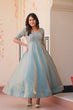 Load image into Gallery viewer, Sky Blue Designer Fendy Embroidered Gown with Bead Detailing Kali Pattern Stitch ClothsVilla