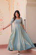 Load image into Gallery viewer, Sky Blue Designer Fendy Embroidered Gown with Bead Detailing Kali Pattern Stitch ClothsVilla